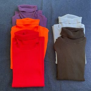 Bundle of 5 mock turtle ribbed shirts sold as one bundle; not sold individually.